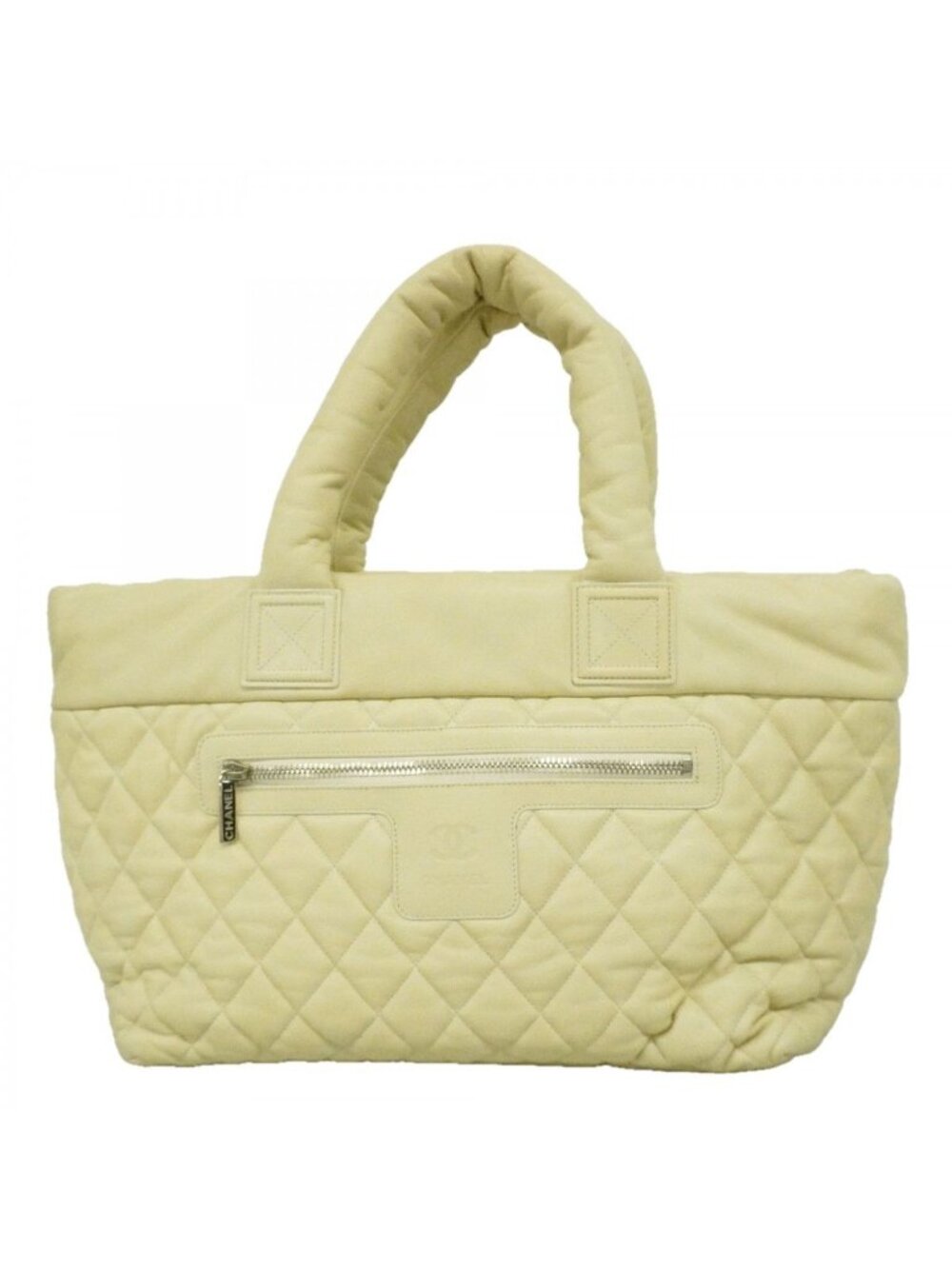 Chanel Tote Coco Cocoon Caviar Leather Light Green Silver